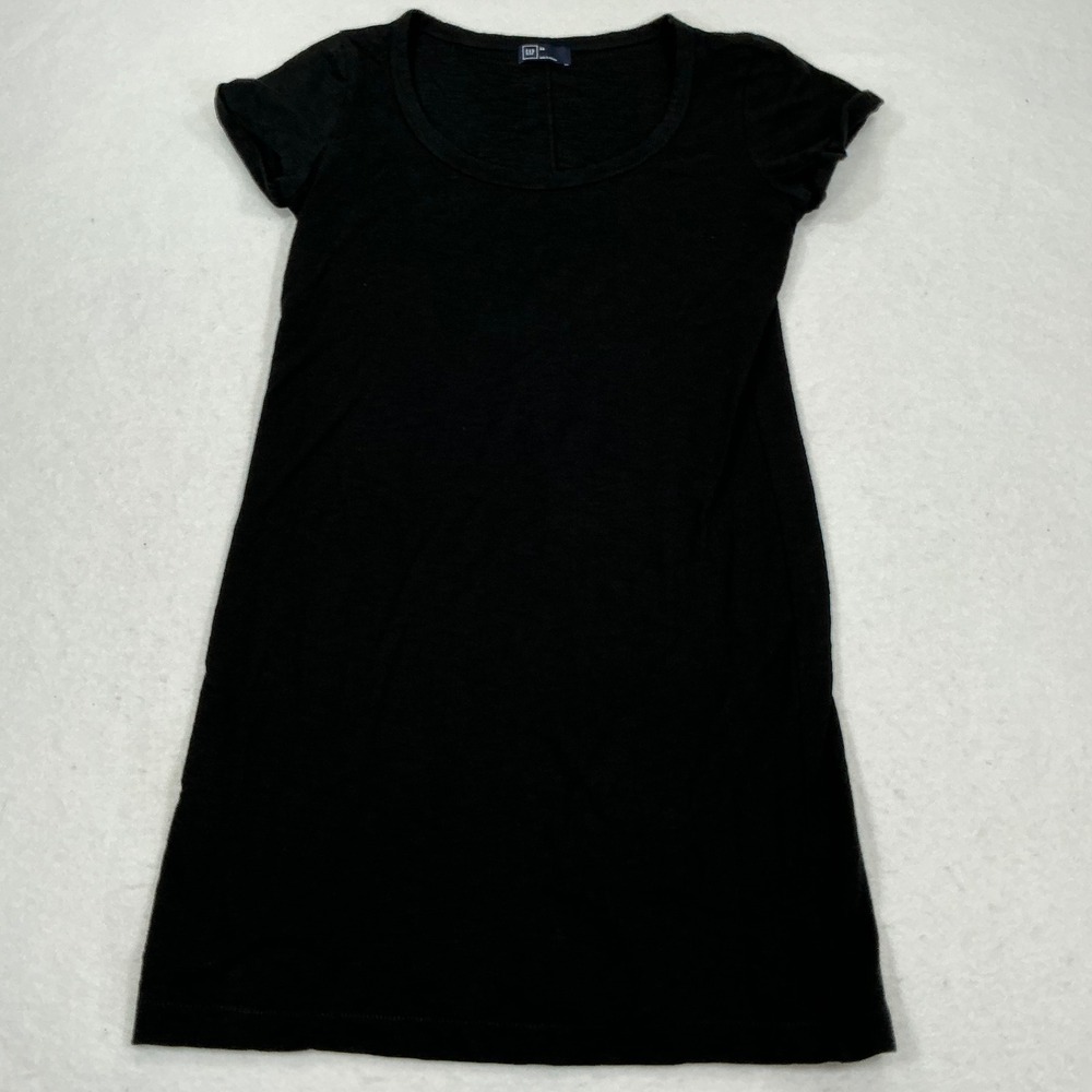 Gap Womens XS Black Slub Knit Short Sleeve Scoop Neck T-Shirt Mini Dress